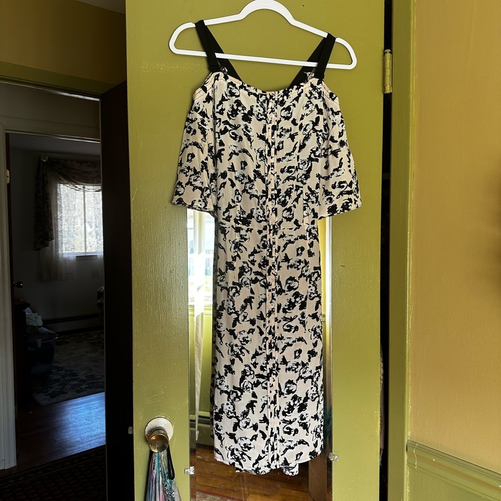 Proenza Schouler Scribble Rose Crisscross Back Silk Dress Size 0